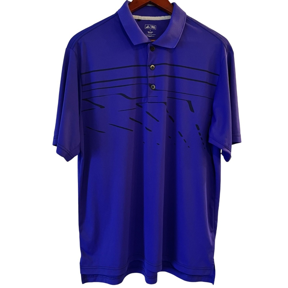 Adidas Golf Polo Mens Large Purple Black Performance Athletic Country Club